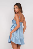 Bailey Blue Satin Babydoll Mini Dress