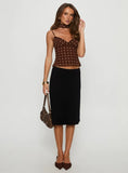 Mishy Scarf Detail Cami Top Brown Polka Dot