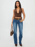 Remarkable Plunged Cowl Neck Top Brown