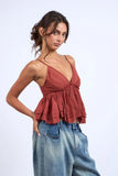 Lexi Cinnamon Ruffle Babydoll Cami Top