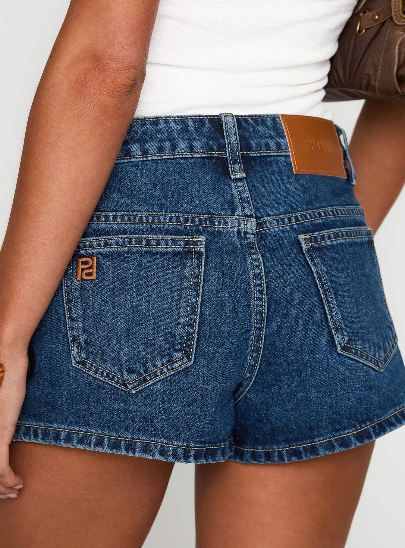 Dreamful Low Rise Mini Denim Shorts Dark Blue Wash Tall