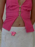 Open Arms Flower Belt Gold Pink
