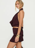 Keiana Mini Skirt Burgundy Pink Polka