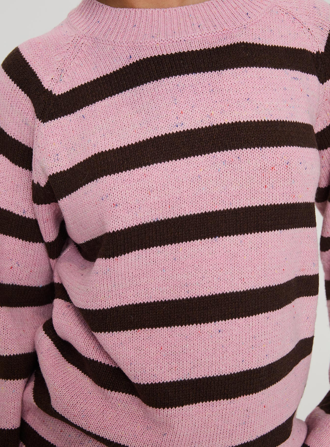 Jacquette Knit Sweater Pink Brown