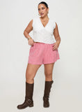 Beach House Shorts Red White Gingham Curve