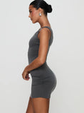 True Desires One Shoulder Mini Dress Grey