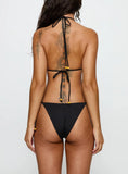 Glora Tie Side Beaded Bikini Bottom Black