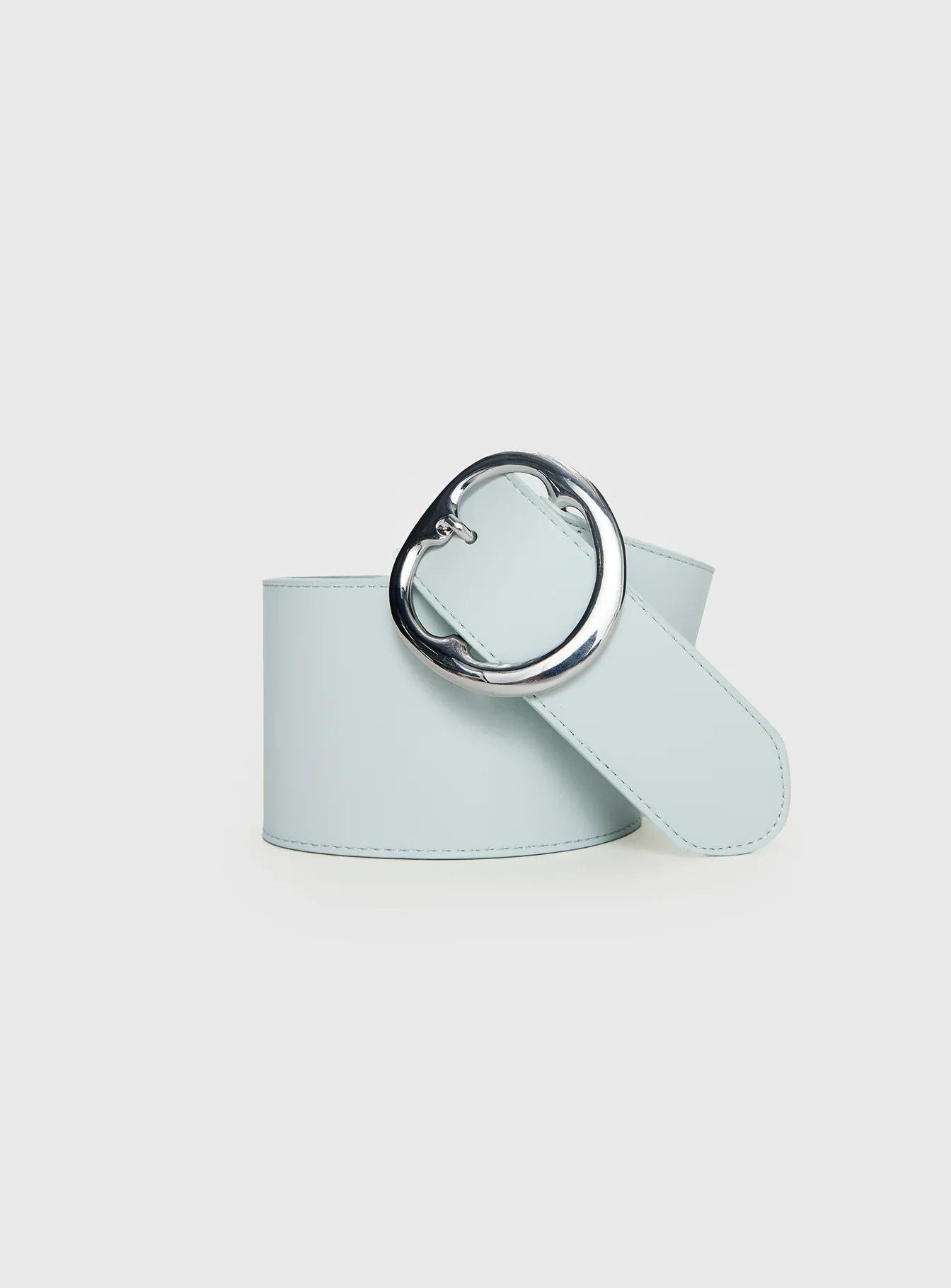 Katryna Faux Leather Belt Grey Silver