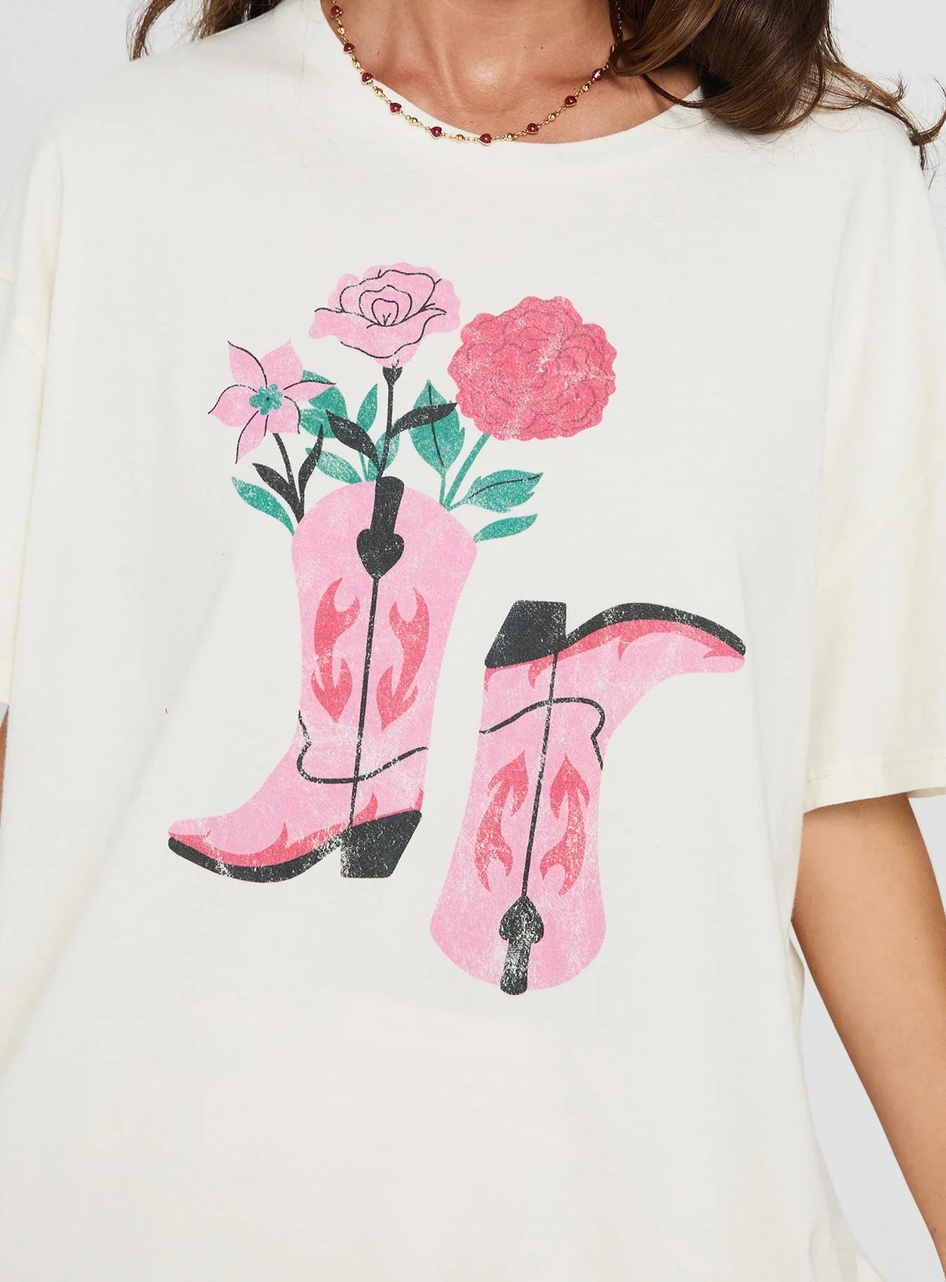 Lassie Girl Oversized Graphic Top Cream