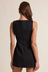 Going Places Black Boat Neck Mini Dress