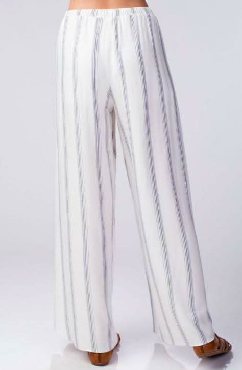 Amelia White Striped Drawstring Pants