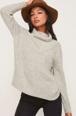 Joel Heather Grey Cowl Neck Sweater