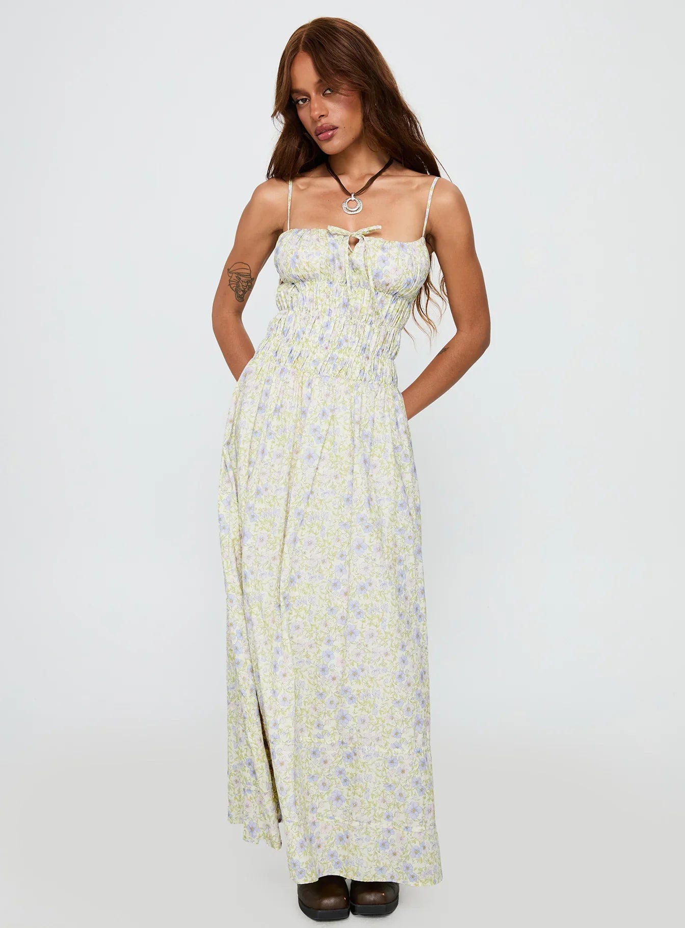 Loralei Shirred Maxi Dress Floral