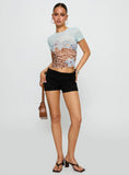 Pop Quiz Mesh Top Blue Leopard