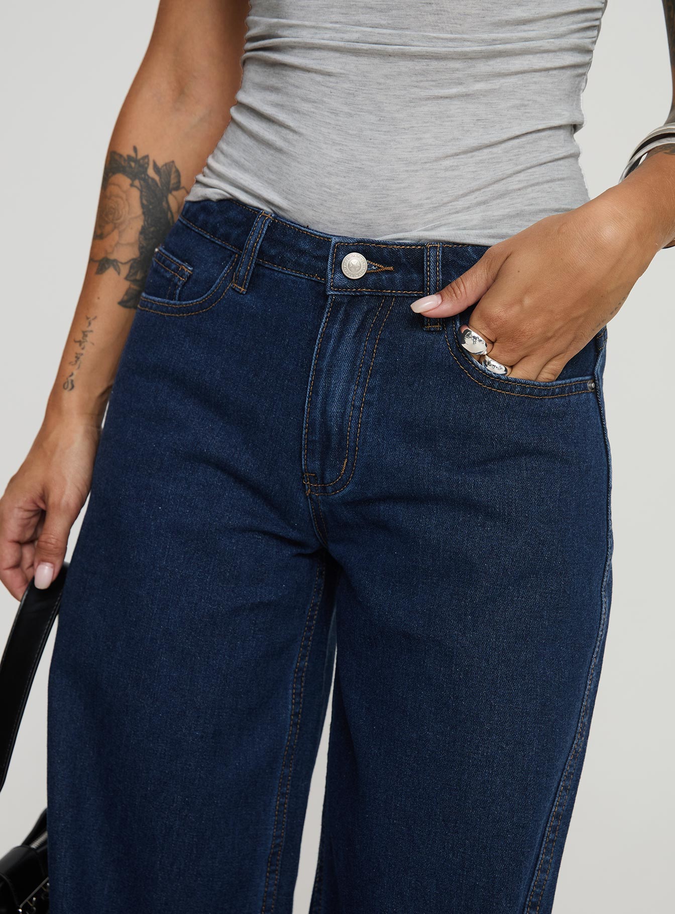 Maryanne Mid Rise Straight Leg Jeans Dark Wash
