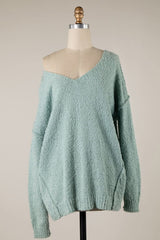 Harlow Mint V Neck Pullover Sweater