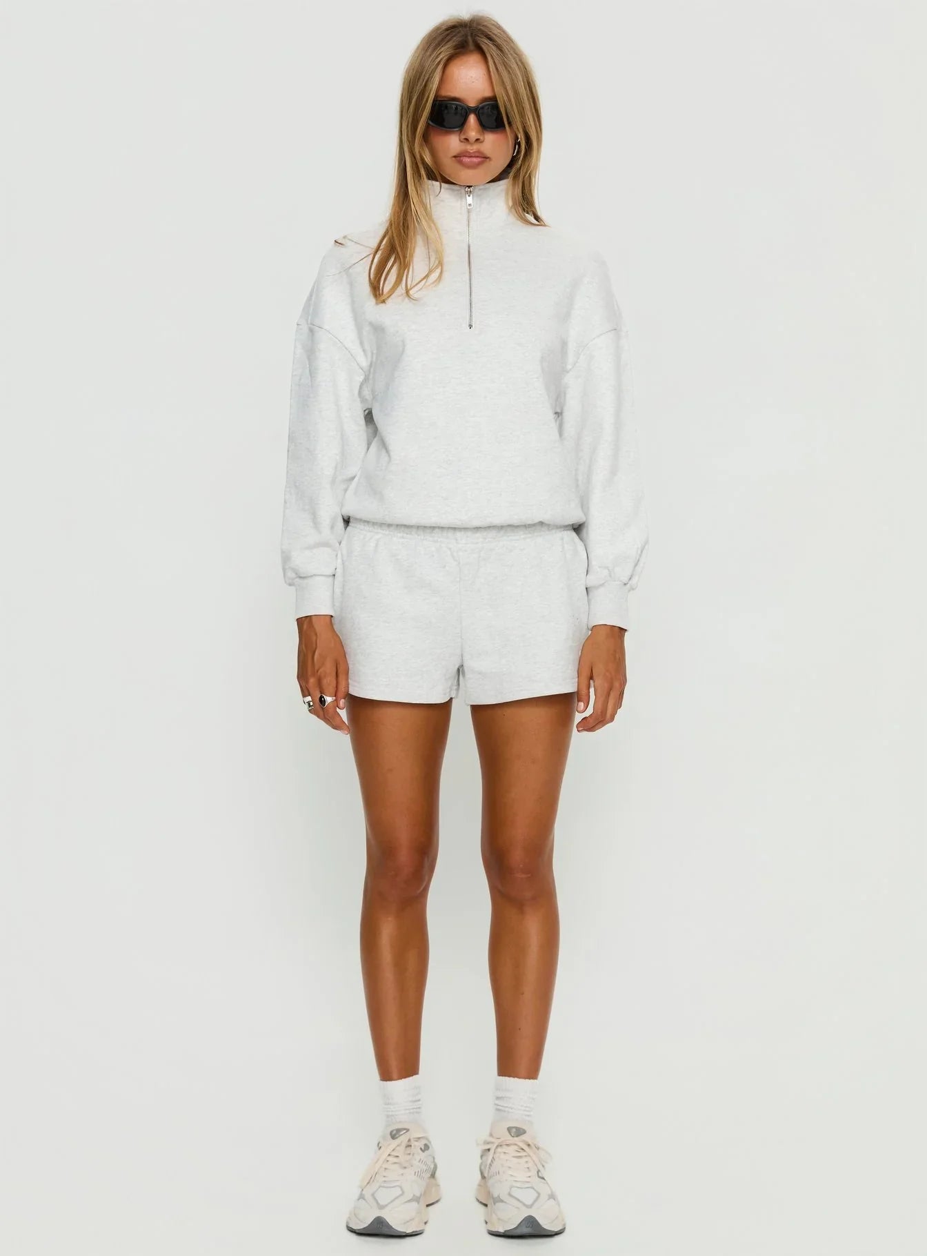 Haelie Fleece Shorts Grey Marle