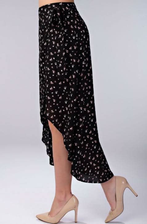 Becca Black Floral Two Piece Midi Dress