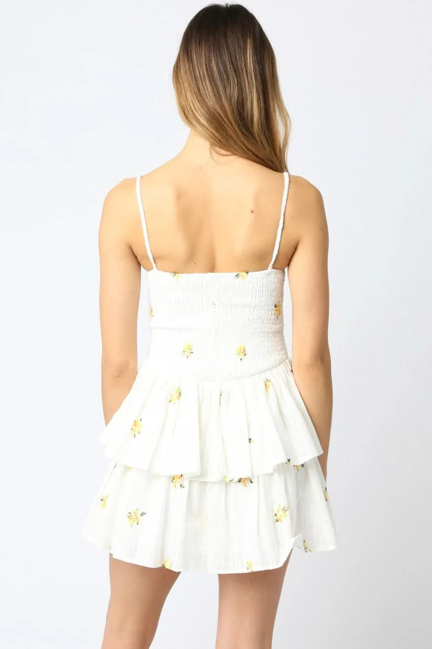 Lula White and Yellow Floral Mini Dress