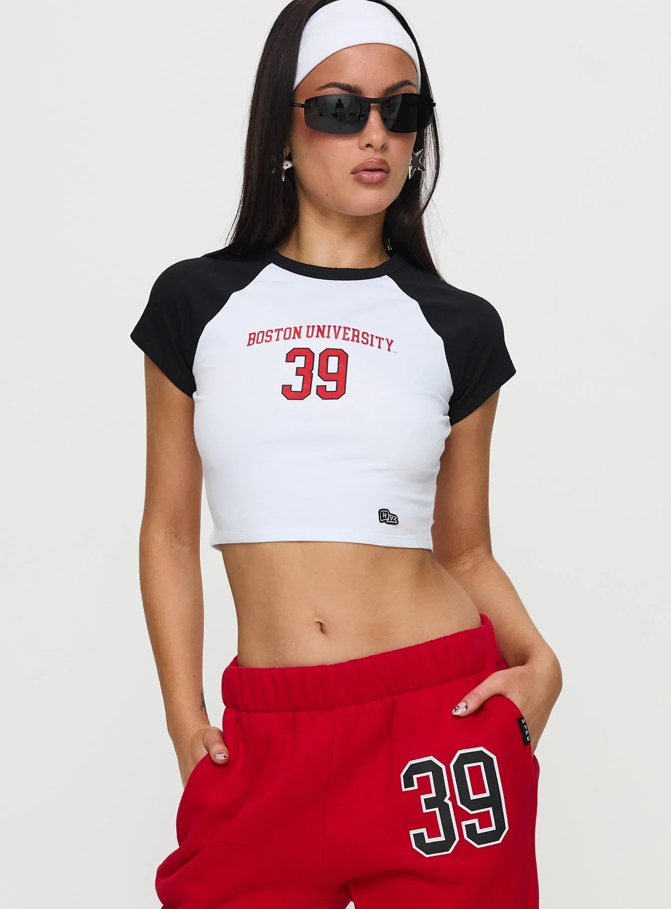 Boston Homerun Graphic Top White Black