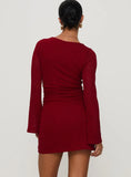 Epiphany Long Sleeve Mini Dress Burgundy