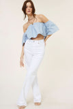 Darcie Sky Flowy Off Shoulder Crop Top