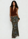 Caviar Tie Maxi Skirt Leopard