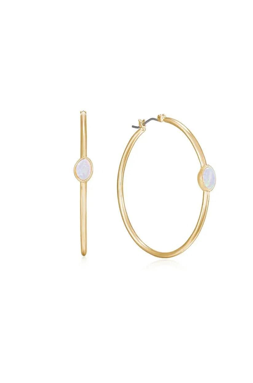 A Drop Of Opal 18k Gold Hoop Earrings