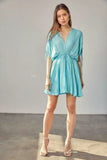Kayla Milky Blue Dolman Short Sleeve Mini Dress