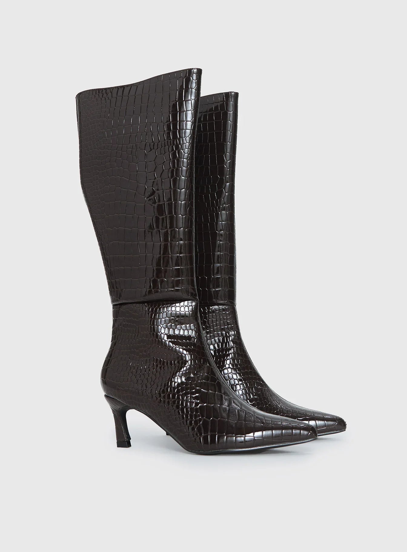 Therapy Dove Knee High Boots Chocolate Croc
