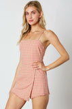 Stephanie Dusty Pink Gingham Tie Back Romper