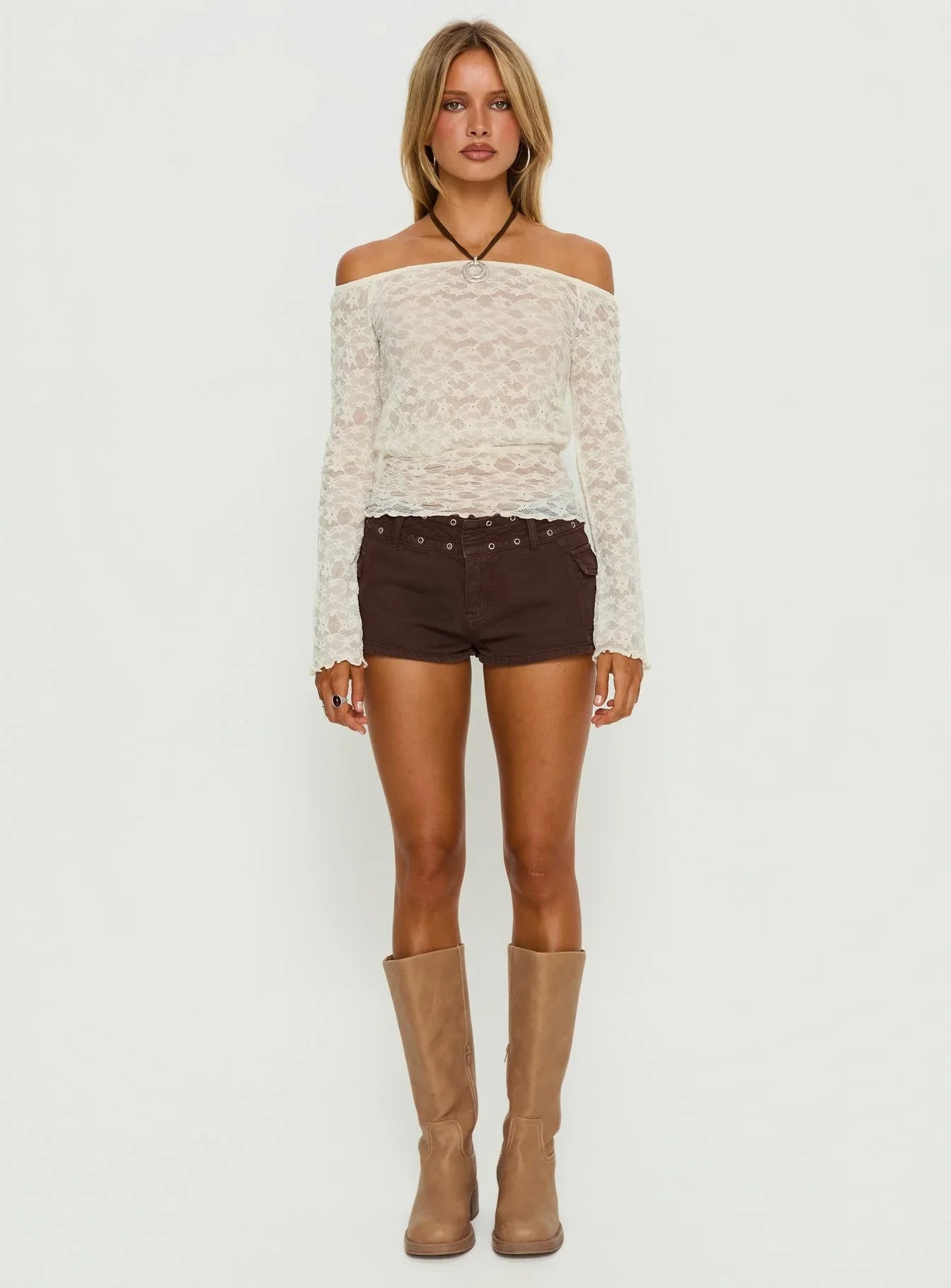Korrine Off Shoulder Lace Top Cream