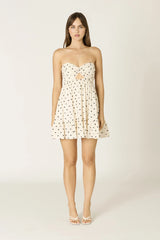 Argie Cream and Black Polka Dot Strapless Romper