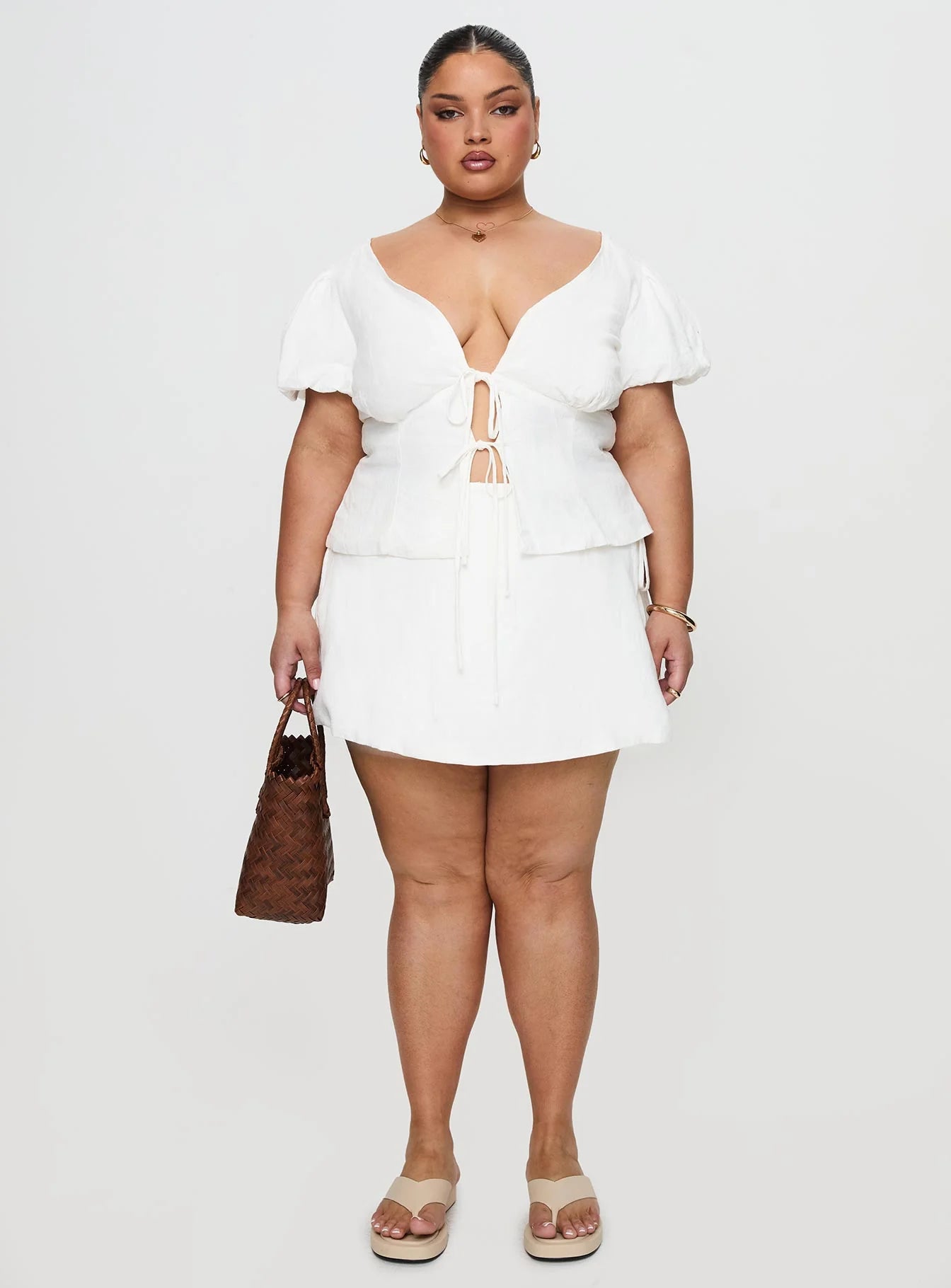 Gulliver Tie Side Mini Skort White Curve