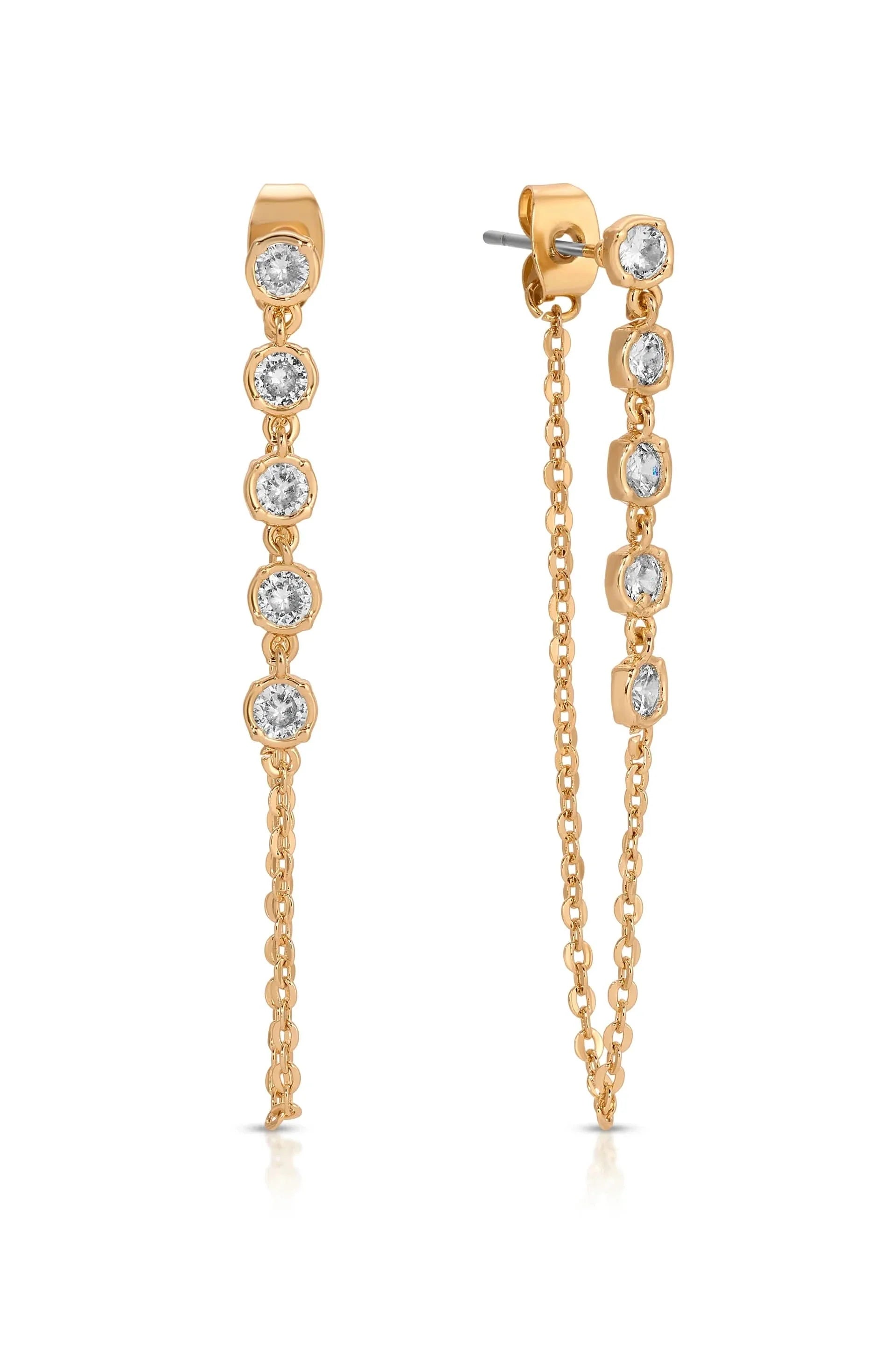 Ettika Crystal Chain Danglers Earrings