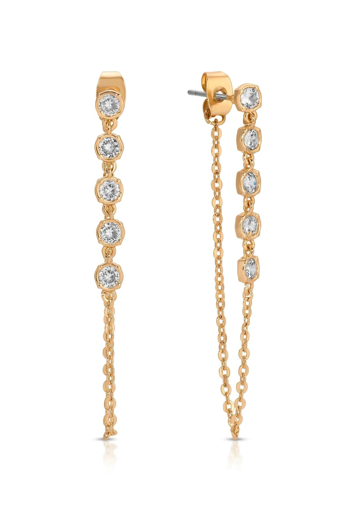 Ettika Crystal Chain Danglers Earrings