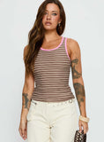 Elizebeth Contrast Trim Tank Top Multi Stripe