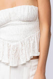 Amelia White Eyelet Strapless Top