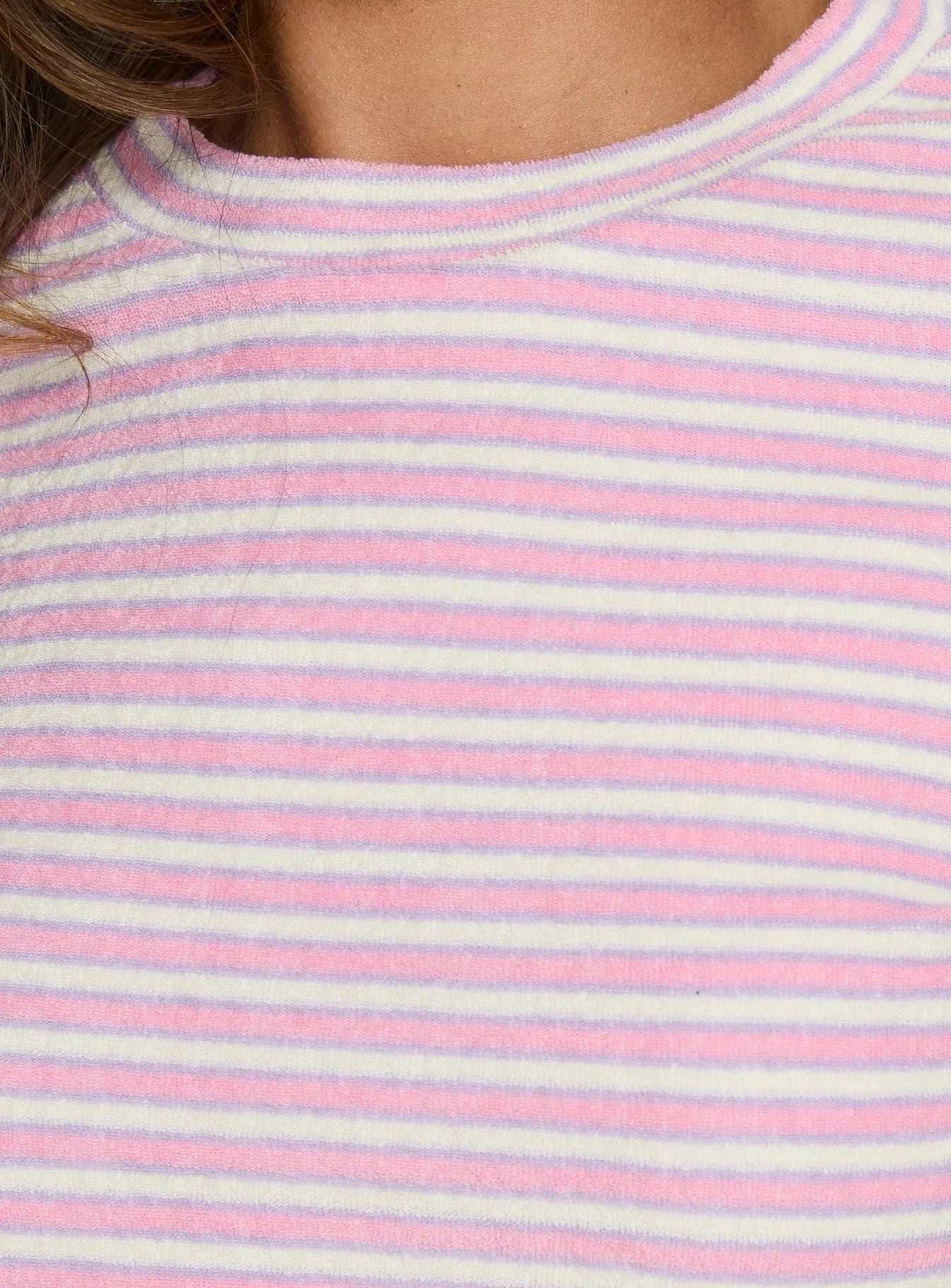 Settle Down Terry Baby Tee Pink Stripe
