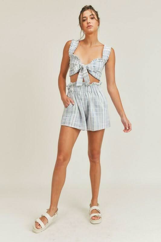 Beach House Blue and White Striped Two Piece Romper