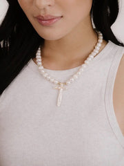 Ettika Organic Pearl Cross Necklace