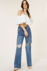 Darcie White Flowy Off Shoulder Crop Top