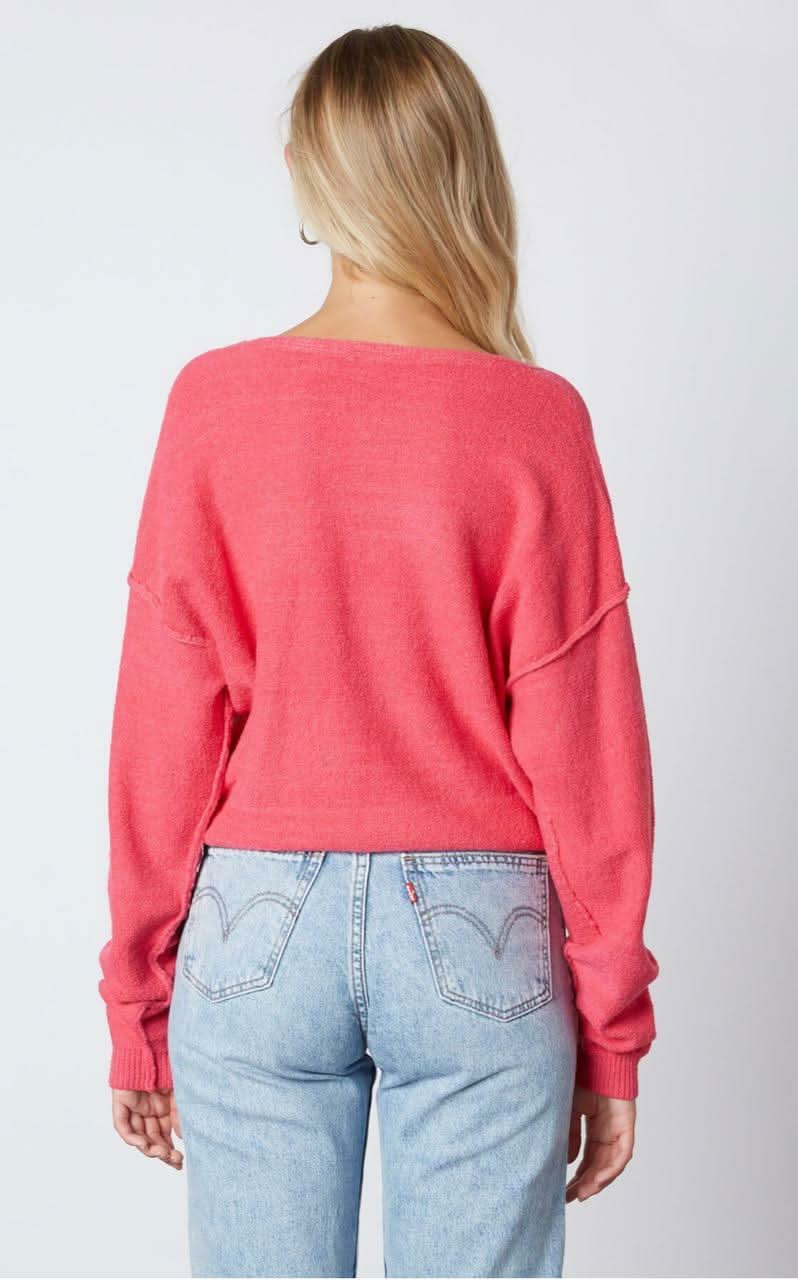 Dana Fuchsia V Neck Sweater