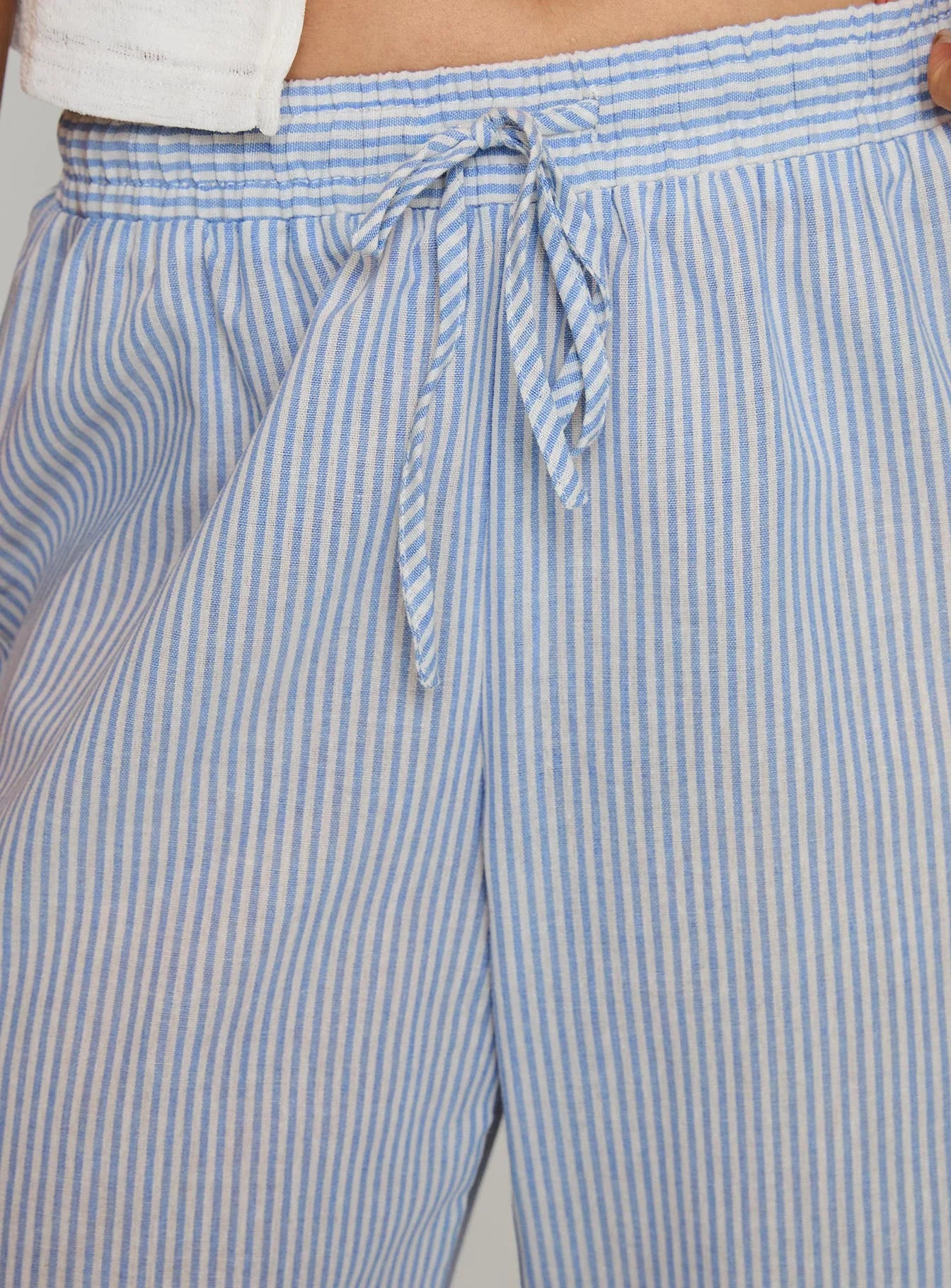Holiday Tie Front Pant Blue White Stripe