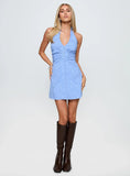 Eyre Halter Mini Dress Blue Stripe