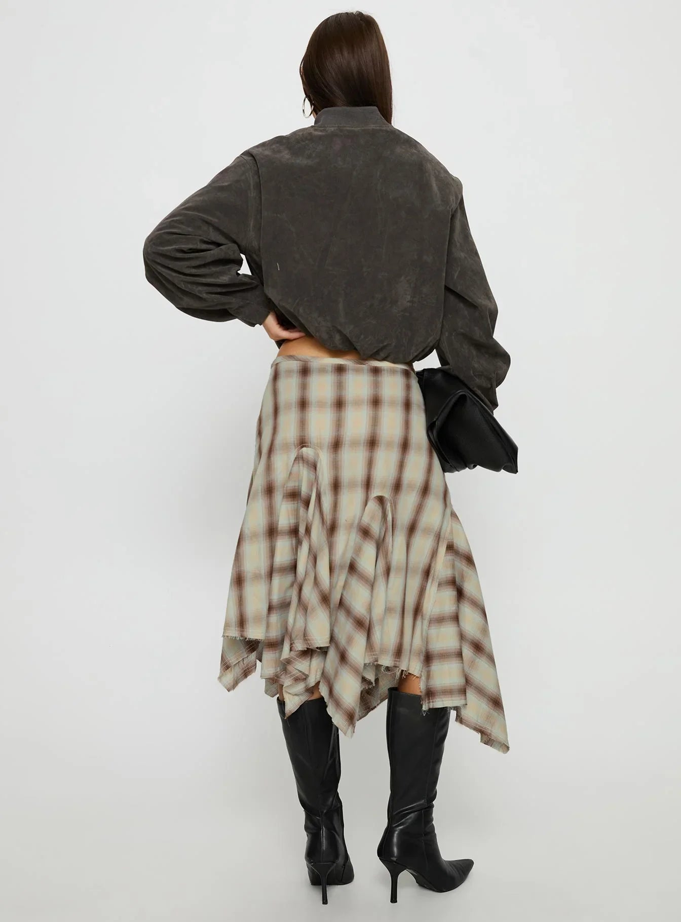 Toshie Asymmetrical Midi Skirt Multi Check