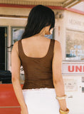 Rodeo Faux Suede Zip Through Top Brown