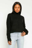 Helane Black Cropped Mock Neck Sweater
