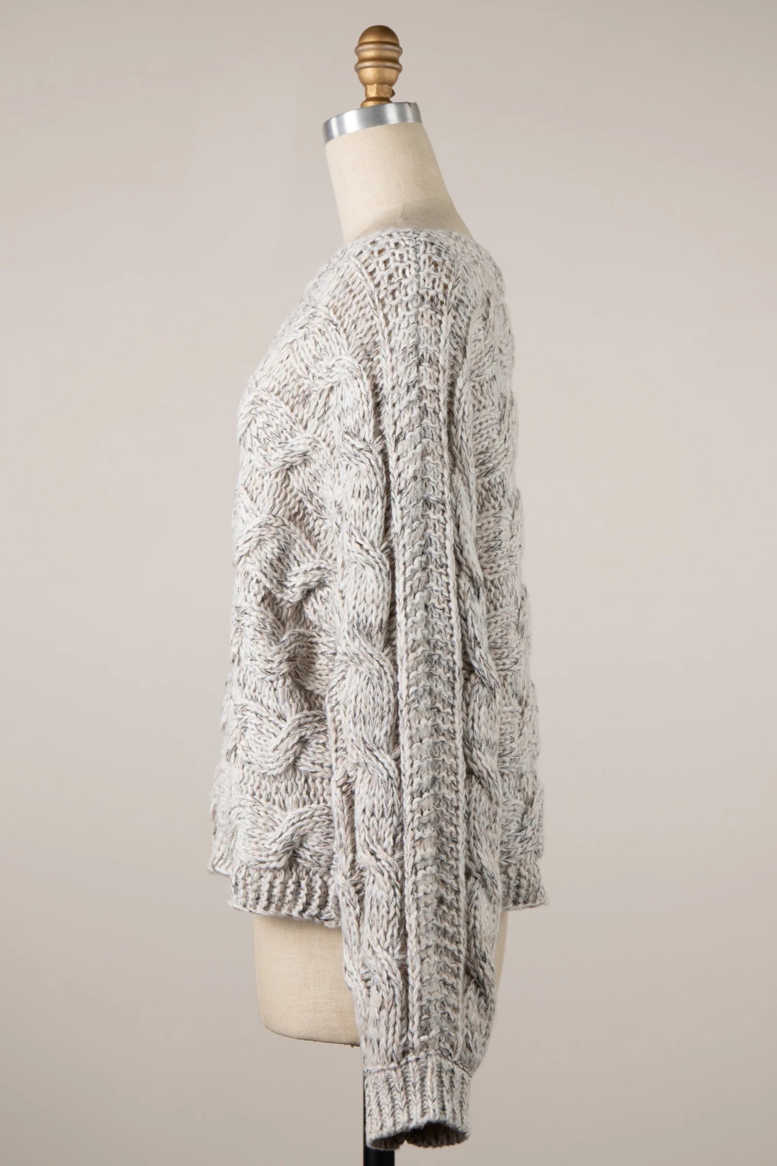 Willow Beige Oversized Cable Knit Sweater
