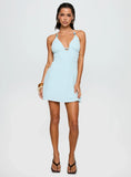 Selkie Beaded Mini Dress Blue
